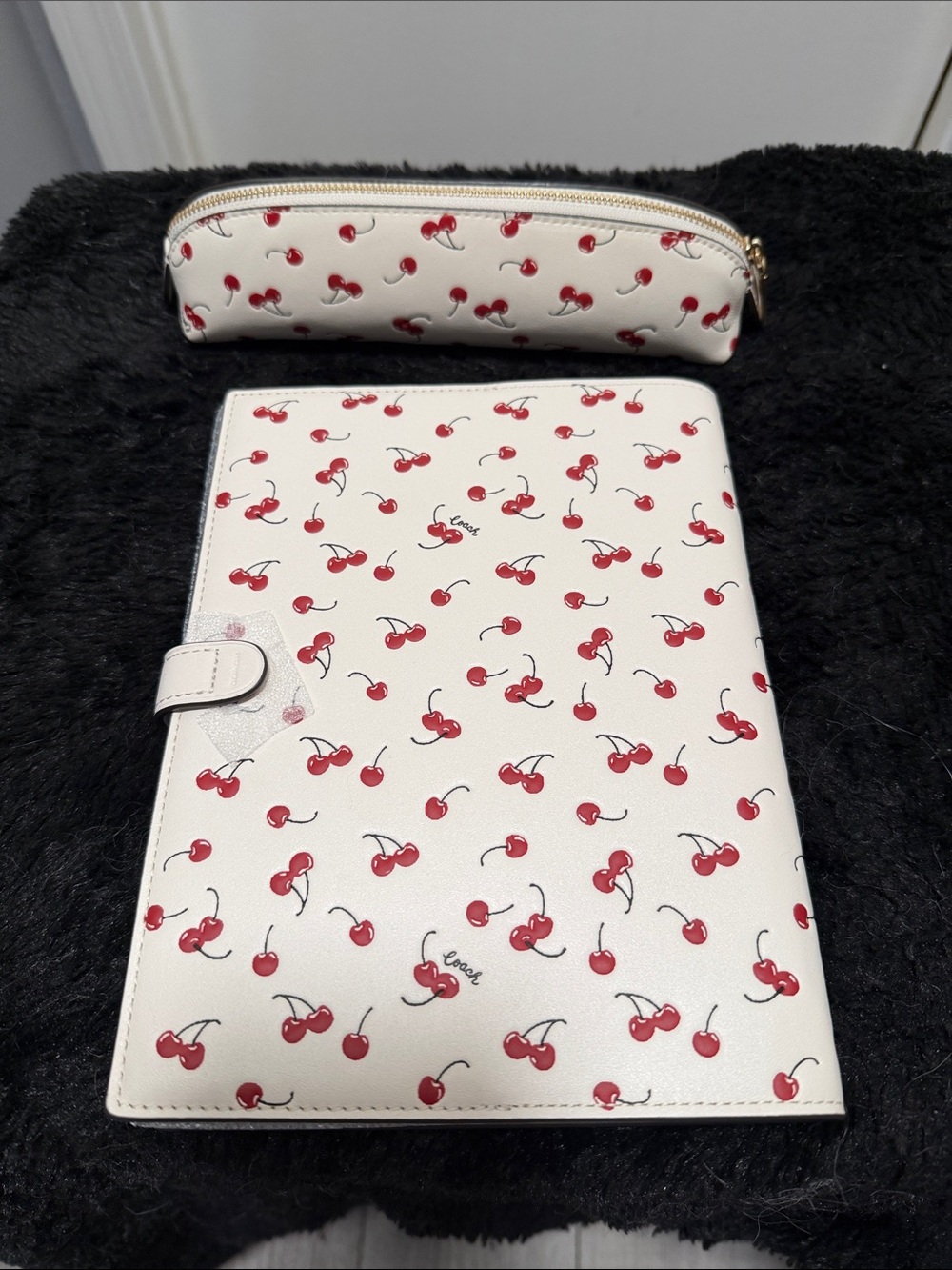 Coach Cream & and Cherry Print Notebook &  Pencil Case - Picture 2 of 3
